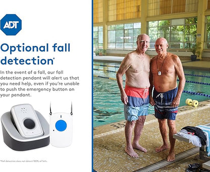 ADT - On-The-Go Mobile Medical Alert System for Seniors - GPS Capabilities, Included Waterproof Wearable Panic Button, 24/7 U.S. Based Monitoring (Fall Detection Pendant)