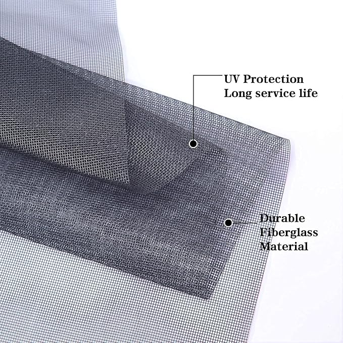 Windows Screen and Screen Door Repair Kit, 48"x118" Charcoal Fiberglass Mesh with Rolling Tool/Hook/Ruler/Cutter/Spline - Window Screen & Sliding Screen Door Replacement for Windows, TOOLTRIZ