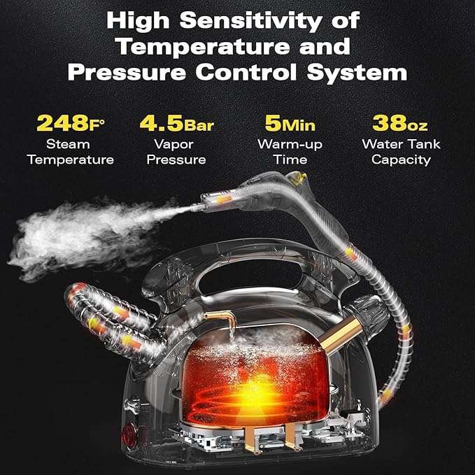 Steam cleaner, 1500w Steamer Cleaning Fast Heating Multi-Surface Steam Cleaner for Home，Steamer Cleaning for Grout
