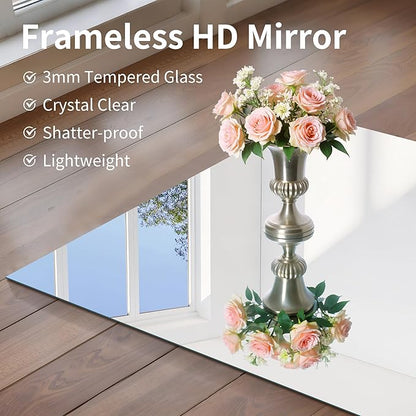 CILIBER Frameless Mirror, 18x24 Mirrors for Wall, Rectangle Bathroom Mirror for Over Sink, 18 inch Vanity Mirror Hangs Horizontally or Vertically for Bathroom, Bedroom and Living Room