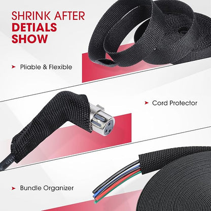 Sonoreboom 2 in 1 Heat Shrink Braided Sleeving Fabric Tubing-Ideal fit Irregular Shape Hose/Cable/Wire (1"(25mm), 22FT)