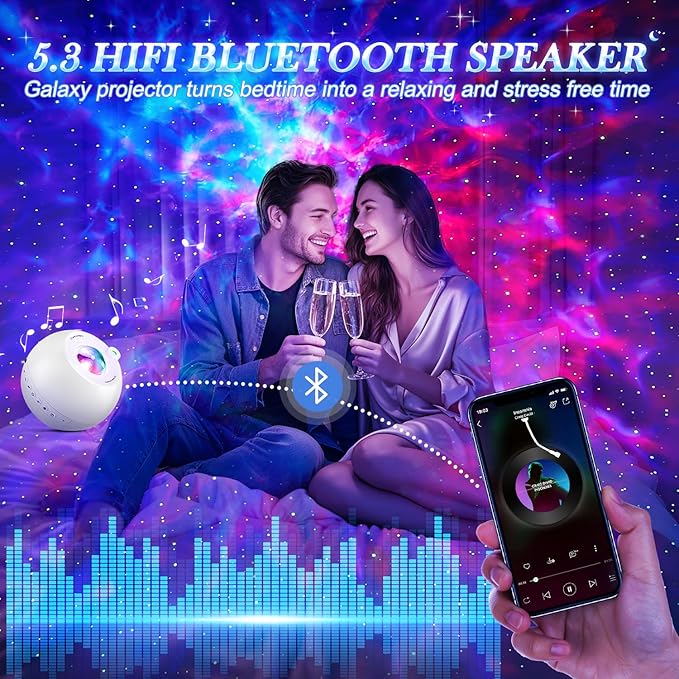 Star Projector Galaxy Light Projector ,15 Colors Star Lights for Ceiling Projector, 15 White Noises Galaxy Projector for Bedroom, Bluetooth+Remote+Timer Stars for Ceiling Projector Lights for Bedroom