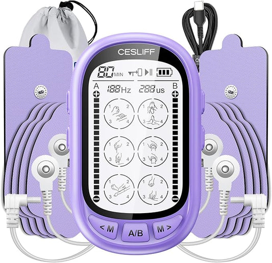 Dual Channel TENS EMS Unit TENS & PMS Unit (Model: YF1503) (Purple)