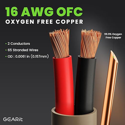 GEARit Outdoor Speaker Wire CL3 Rated, 16 Gauge Speaker Wire, Speaker Cable 100 ft for Outdoor Speakers, Patio, Garden, Backyard Audio, Direct Burial in Ground/in Wall, OFC (Brown, 2-Conductors)