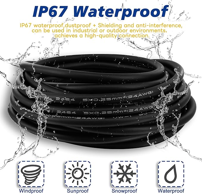 Lonlonty M8 Connector Aviation Sensor Cable - Female 4 Pin Right Angle 6.5Ft/2M Aviation Socket Shielded Electrical Cable for Industrial Automation Control,Fieldbus Module,Device Network