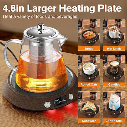 Kepwam Coffee Mug Warmer – 55W Fast Heating Coffee Warmer, 3 Temperature Settings up to 170℉ with LED Lights, 2–9H Timer & Auto Shut-Off, Coffee Cup Warmer Gift for Women & Men, Office/Home Use