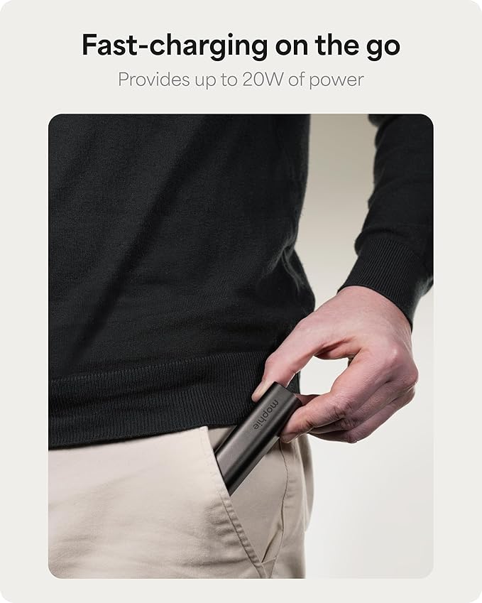 Mophie Powerstation Fast 5,000mAh Power Bank | Fast and Portable | 20W, Single-Device