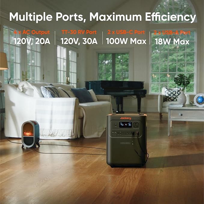 Jackery HomePower 3600 Plus Portable Power Station with AC Cable, Extra Battery and 2x 200W, 3600W AC Output, 7168Wh LFP Solar Generator, Expandable up to 21kWh, Essential Home Backup for Home Use