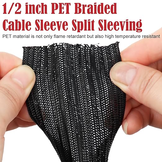 1/0 Gauge Wire CCA (20Ft Each Black/Red) Primary Automotive Wire with Lugs Kit,1/2 Inch Cable Split Sleeving,Battery Cable,Car Amplifier Power Ground Wires,Amp Install Wiring