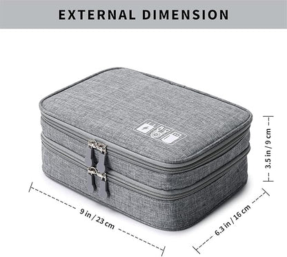mygreen Electronics Organizer, Electronic Accessories Double Layer Travel Cable Organizer Cord Storage Bag for Cables, Power Bank, USB Flash Drive and More Gray