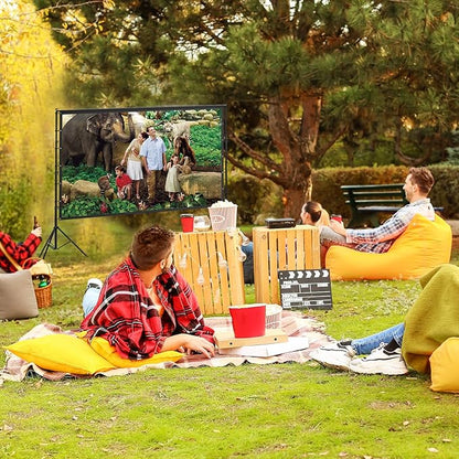 AAJK 150in Projector Screen with Stand, Portable 16:9 4K HD Indoor Outdoor Projection Screen with Wrinkle-Free Design, Ideal for Home Theater and Backyard Cinema – Includes Carry Bag