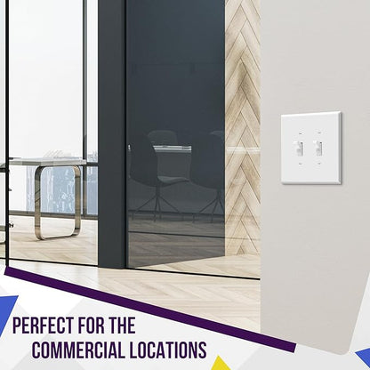 ENERLITES Jumbo Double Toggle Switch Cover, Large Two Gang Light Switch Wall Plate, Gloss Finish, Oversized 2-Gang 5.5" x 5.5", Unbreakable Polycarbonate Thermoplastic, UL Listed, 8812O-W, White