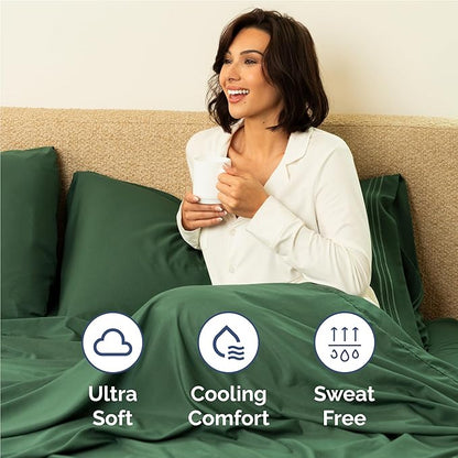 Full Size 4 Piece Sheet Set - Comfy Breathable & Cooling Bed Sheets Set - Hotel Luxury Bedding for Women, Men, Kids, Teens, Boys & Girls - Deep Pockets, Soft, Wrinkle Free - Oeko-Tex - Emerald Green