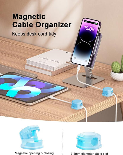 8 Pack Cord Organizer - Cord Holder for Nightstand - Cable Clips - Magnetic Cord Organizer, for Desk, Nightstand, Phone Charger, Computer, Home, Office, Car