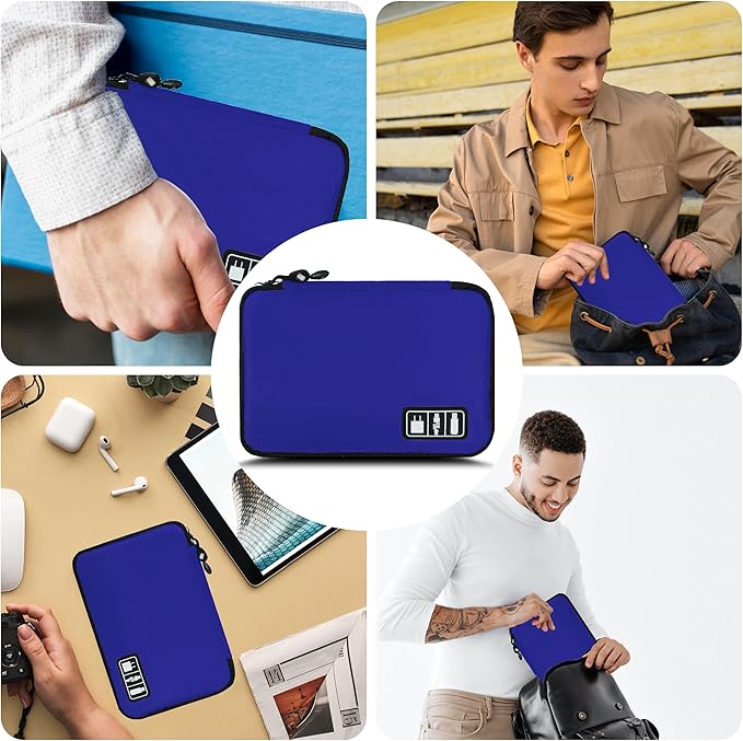 Electronics Organizer,Travel Cord Organizer Pouch, Portable Cable Organizer Bags,Travel Electronic Accessories Storage Case for Cables, Cords, Charger, Phone (Navy Blue)