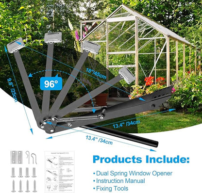 Greenhouse Vent Automatic Opener Greenhouse Accessories Window Opener Auto Vent Kit Sensitive Gardening Tools Automatic Greenhouses Supplies Solar Heat Sensitive Dual Spring Lifts 33lbs (1pc)