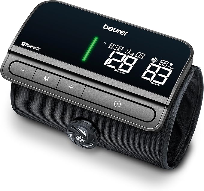 Beurer BM81 easyLock Automatic Upper Arm Blood Pressure Monitor, Smart Cuff Without Cables for Fast Measurement, Data Transfer to Apple Health and co., Bluetooth, 240 Memory Sets