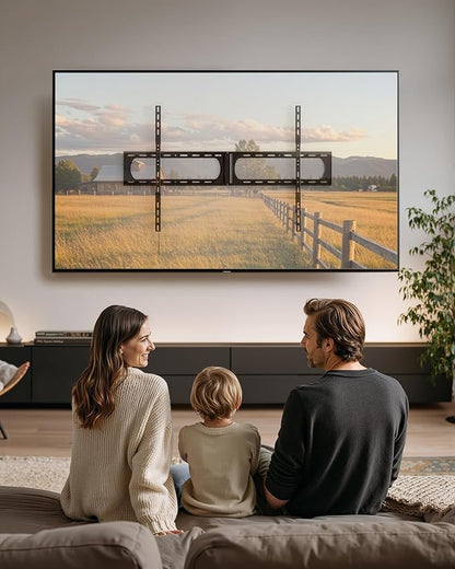 monTEK Heavy Duty XXL Fixed TV Wall Mount for 37–140" Flat & Curved TVs up to 300 lbs, 4× Load Tested, 1.25" Ultra Slim Low Profile Bracket, Fits 16"/18"/24" Wood Studs,VESA 1200×800mm TM1007W-XLF