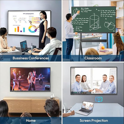 YIXZSWD Smart Board,65 Inch Interactive Whiteboard 4K Touchscreen Built in Ultra High Definition Camera Open App Ecosystem, Digital Presentation Electronic Smart WhiteBoard for Classroom Home Office