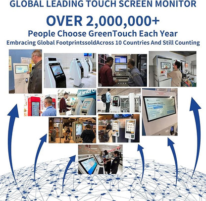 GreenTouch 13.3 Inch 10 Points Open Frame Touch Display, Industrial PCAP Touchscreen Monitor, VGA+HDMI+DVI Port - 16:9