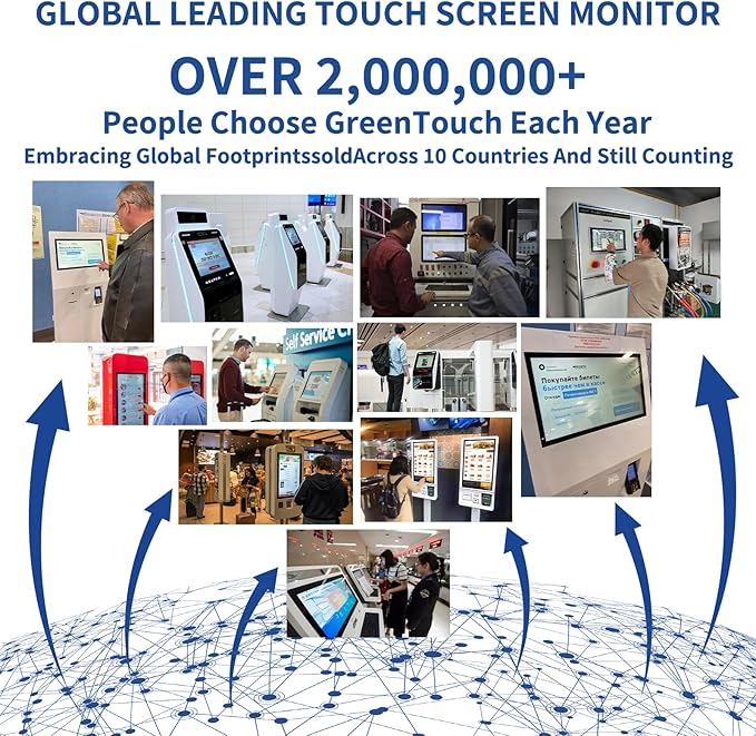 GreenTouch 10.4 inch 10 Points Front Waterproof Industrial Open Frame PCAP Touch Screen LCD Display Monitor 800x600 Black