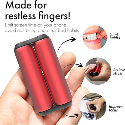 ONO Roller - Handheld Fidget Toy for Adults | Help Relieve Stress, Anxiety, Tension | Promotes Focus, Clarity | Compact, Portable Design (Red, Junior Size - Aluminum)
