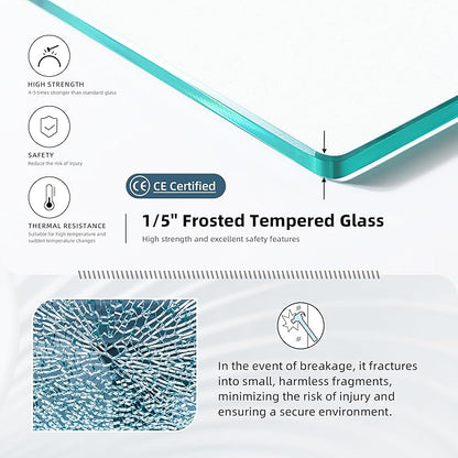 Goodyo 34"- 46" x 72" Glass Shower Door Clear Tempered Glass Panel Fixed Shower Screen for Walk-in Bathroom Matte Black Finish (34" W x 72" H Grid Frost)