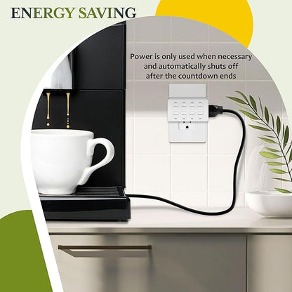 TG 8-Hour Indoor Countdown Plug-in Timer, Timer for Electrical Outlets, 15-30 Min 1-2-4-8 Hour, UL Listed, for Fans or Lights, 1/4 HP, White