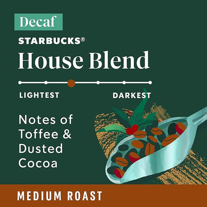 Starbucks K-Cup Coffee Pods, Medium Roast Hot or Iced Coffee, Decaf House Blend, 22 Keurig Pods