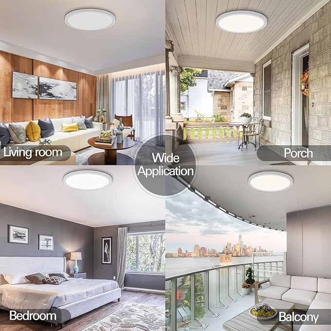 hykolity 18 Inch LED Round Flat Panel Light, White, 32W, 3200lm, 3000K/4000K/5000K CCT Selectable, 120°Beam Angle, Dimmable Edge-Lit Flush Mount Ceiling Light Fixture - ETL Listed