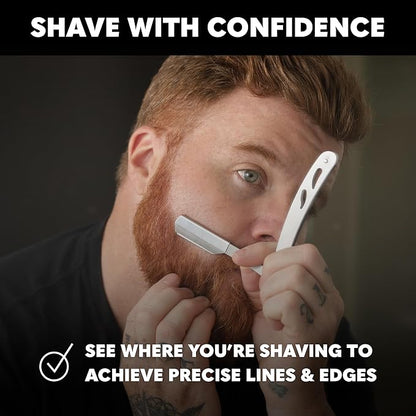 Beard Club Straight Razor for Men & Premium Shaving Gel for Men – Hydrating Mens Shave Cream for Sensitive Skin & Navajas Para Barbero - Barber Straight Edge Razor Kit, 5 Blades, Cedar Scent Gift Kit
