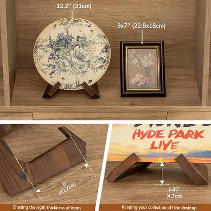 ANBOXIT Bowl Stands for Display, 6.5 Inch Plate Holder, Wooden Easel Frame Holder, Display Stand for Large Deep Platters and Dishes, 6.5" H x 9" W x 7.9" D (For Bowls under 5" in Depth)