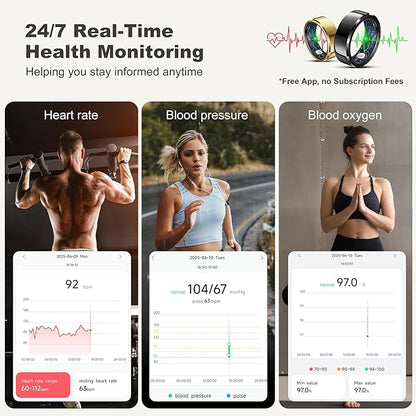 RIFESI Smart Ring for Women Men, Fashion Minimalist Fitness Ring & Sleep Tracker Ring with Heart Rate, Blood Pressure,5ATM Waterproof Health Ring,Gifts for Women Men Gift,No Subscription (10,Black)