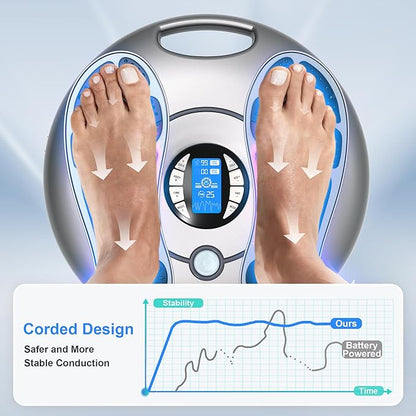 Foot Massager for Neuropathy, EMS TENS Foot Stimulator for Circulation and Pain Relief, TENS Unit Muscle Stimulator with 4 Electrode Pads, FSA Eligible Items Only List HSA, Fits Up to 11"