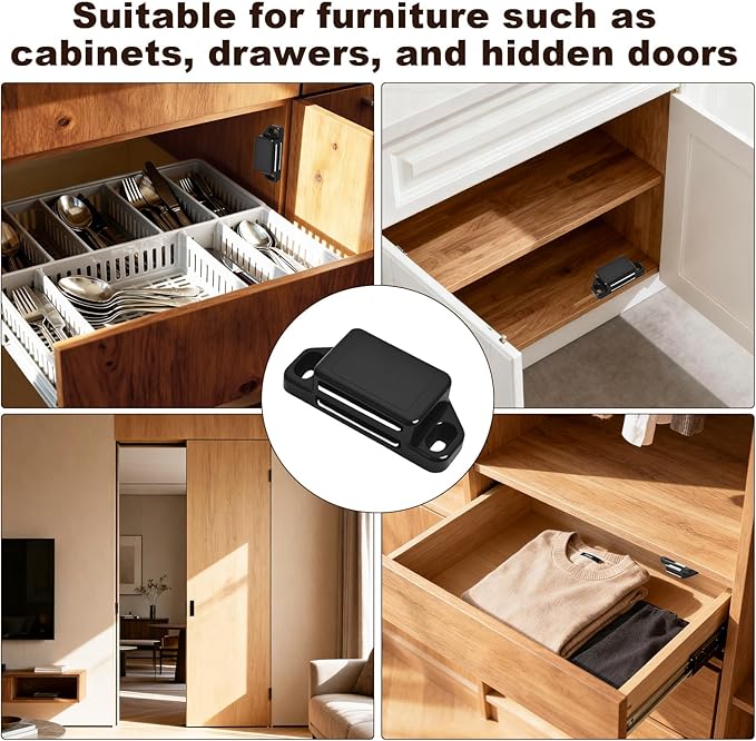 8 Pack Magnetic Push Latch,Heavy Duty Magnetic Touch Latch,for Push to Open Cabinet or Kitchen Drawer, Kitchen Door (White - 0.98 inch, 8 Pack)