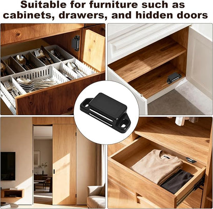 8 Pack Magnetic Push Latch,Heavy Duty Magnetic Touch Latch,for Push to Open Cabinet or Kitchen Drawer, Kitchen Door (White - 0.98 inch, 8 Pack)