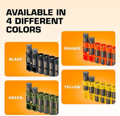 Storacell Slimline AA-6 Battery Storage Caddy and Dispenser (Pack of 2), Black, Holds 6 AA Batteries (Not Included), Durable & Compact Design, The Original Battery Caddy, Made in The USA