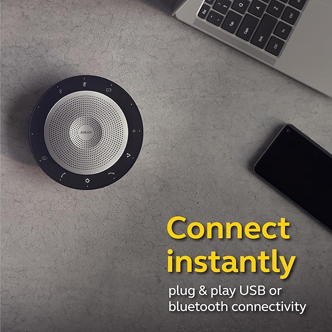 Jabra Speak 750 UC Wireless Bluetooth Speakerphone with Link 370 USB Adapter – Portable Conference Speaker for Holding Meetings Anywhere with Premium Audio - Certified for Zoom & Google Meet