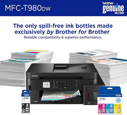 Brother INKvestment Tank 980 Wireless and Ethernet Color Inkjet All-in-One Printer with Multipurpose Tray | Includes up to 3 Years of Ink in-Box(1) and 3-Year Limited Warranty(2) (MFC-T980DW)
