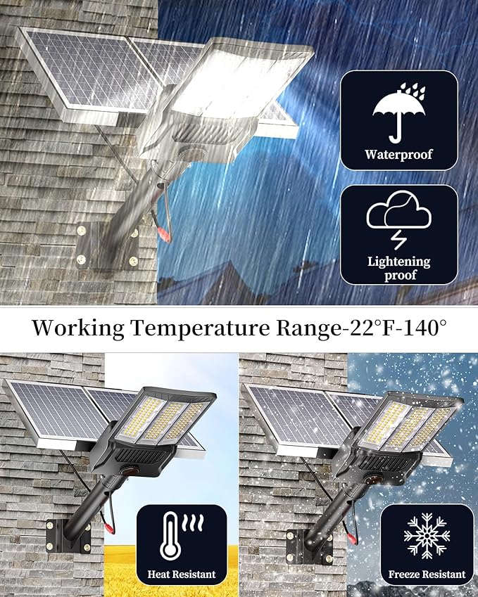Ofuray Of-9800W Solar Street Lights Outdoor, 750000Lm Solar Parking Lot Lights Commercial Dusk to Dawn, 6500k IP67 Big Power with Remote Control for Street,Court,Yard