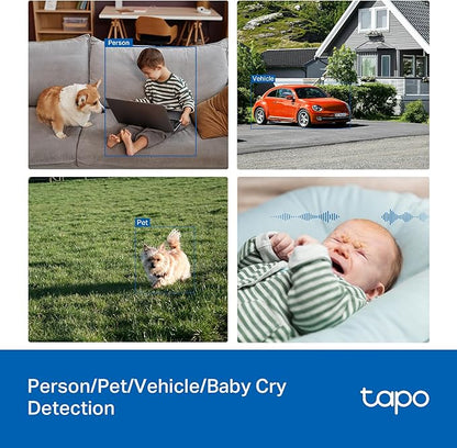 Tapo 3K 5MP Pan/Tilt Indoor/Outdoor Security Camera, Free Person/Vehicle/Baby Cry Detect & 360° Motion Track, Color Night, SD/Cloud, Wrks w/Alexa & Google Home, 2.4 GHz WiFi, HybridCam 360