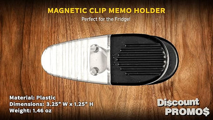 10 Magnetic Memo Holders Set - Large Clip, Plastic - Clear