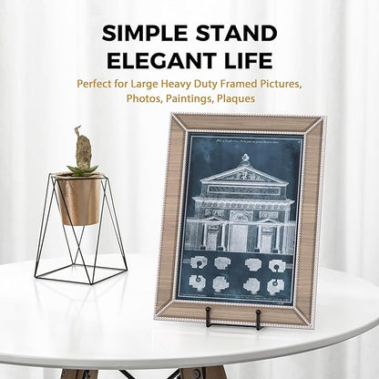 TR-LIFE 12 Inch Plate Stands for Large Heavy Duty Display - Metal Picture Frame Holder Stand + Table Top Easels for Decorative Platter, Book, Plaque, Photo (2 Pack)