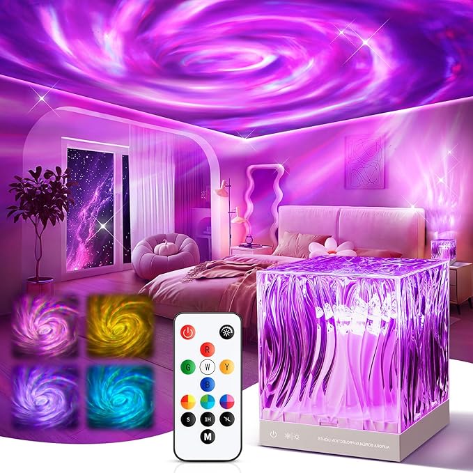 Galaxy Projector for Bedroom,18-Color Solar System Kids Night Light Projector for Bedroom,Remote Night Light for Kids Flower Lamp Tornado lamp Pink Lights,17 Year Old Girl Gift Ideas Purple Room Decor
