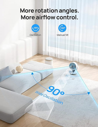 DREO Oscillating Fan for Bedroom, 13 Inch Quiet Table Fans for Home Whole Room, 70ft Powerful Airflow, Desk Air Circulator Fan with Remote, 120° Adjustable Tilt, 4 Speeds, 8H Timer, for Office Desktop