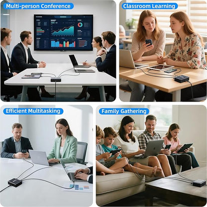 500W Fast Charging 8 Port USB C Charger Block with Nylon Fast Charging Cable, Multi-Device Charging Station Wall Desktop Charger with GaN Ⅲ Technology, USB-C Charger Adapter for MacBook/iPad/iPhone 16