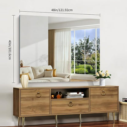CILIBER Frameless Mirror, 40x48 Inch Large Bathroom Mirrors for Wall Over Sink, Upgraded Shatterproof Vanity Mirror with Polished Edge for Bathroom,Bedroom,Living Room and Entryway