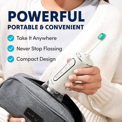 Professional Water Flosser - Advanced Dental Care for a Healthier Mouth, Gum, and Teeth - IPX7 Waterproof Oral Irrigator | 7 Replacement Tips, Travel-Friendly, Rechargeable - Oral Hygiene (White)