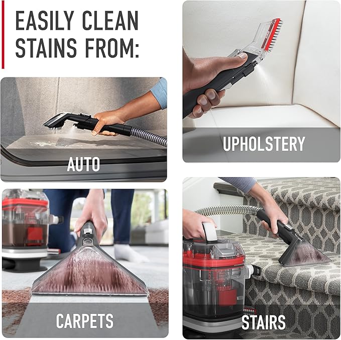 Hoover CleanSlate Plus Portable Carpet + Upholstery Spot Cleaner Machine, Powerful Suction with Versatile Tools, Pet Stain Remover, Car and Auto Detailer, Pair with Hoover Carpet Cleaner Solution