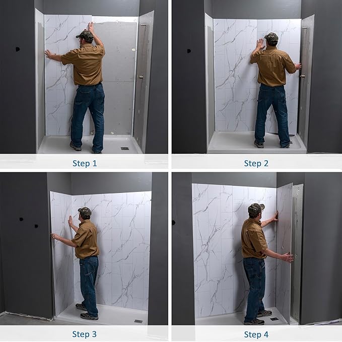 Palisade 78in x 60in x 36in Waterproof Vinyl Shower Surround Kit with Accessories in Urban Coast
